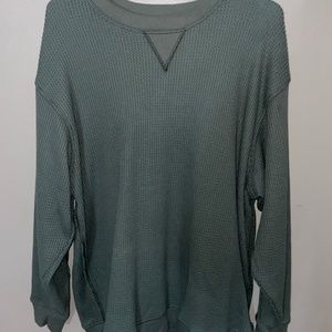 Green Aerie waffle crewneck